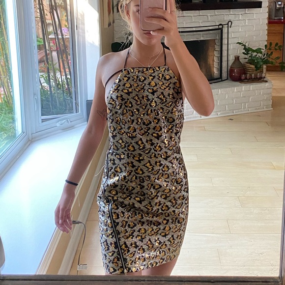 Leopard sequin dress with zipper - Picture 2 of 4